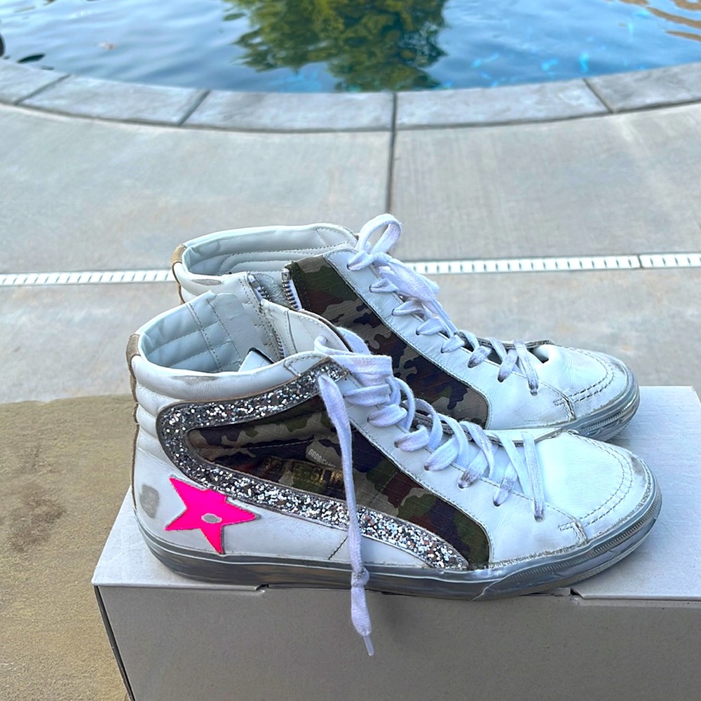 Golden goose woman size 38 leather high top shoes